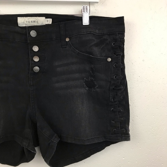 torrid | Shorts | Torrid Denim Shorts Black Lace Up Sides Jean 6 ...